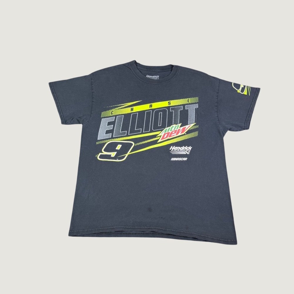 Hendrick Motorsports Chase Elliott Mtn Dew NASCAR T-Shirt Mens Large Black #9